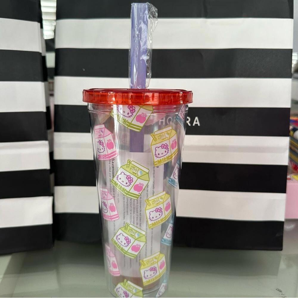Sanrio Hello Kitty Milk Carton Pattern Plastic Boba Tumbler